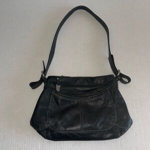 Tignanello Black Butter Leather Shoulder Bag